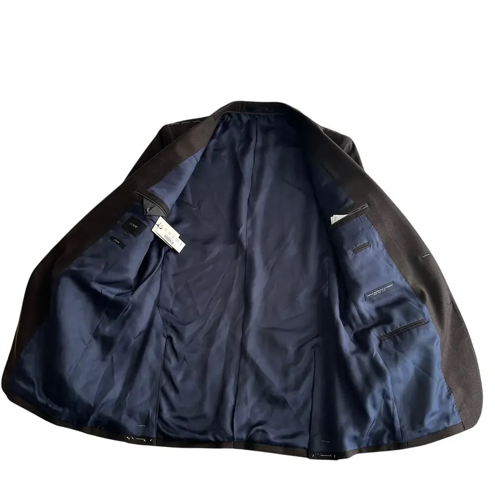 J‎ Crew NWT Ludlow 100% Italian Wool Slim Fit Heathered Navy Blazer Jacket 40 L